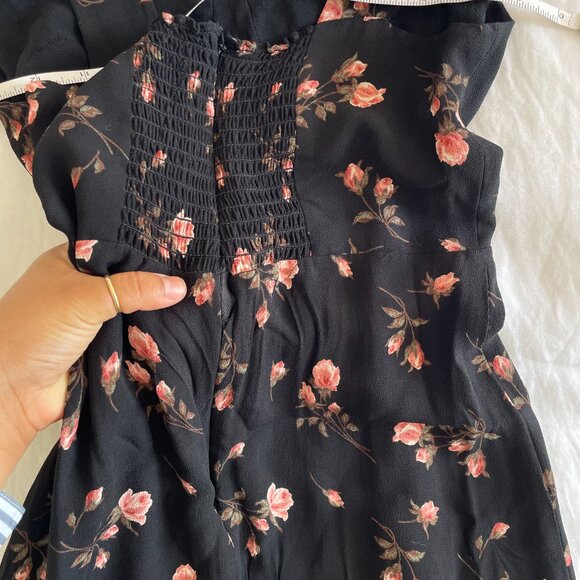 Reformation Fulton Midi Dress Romy Black Pink Floral (sz 4P) - Picture 10 of 11